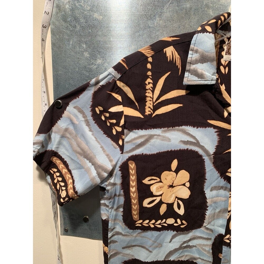 Vintage KALAHEO Hawaiian Tribal Floral Button Shirt Size M Made in Hawaii USA - Picture 11 of 15